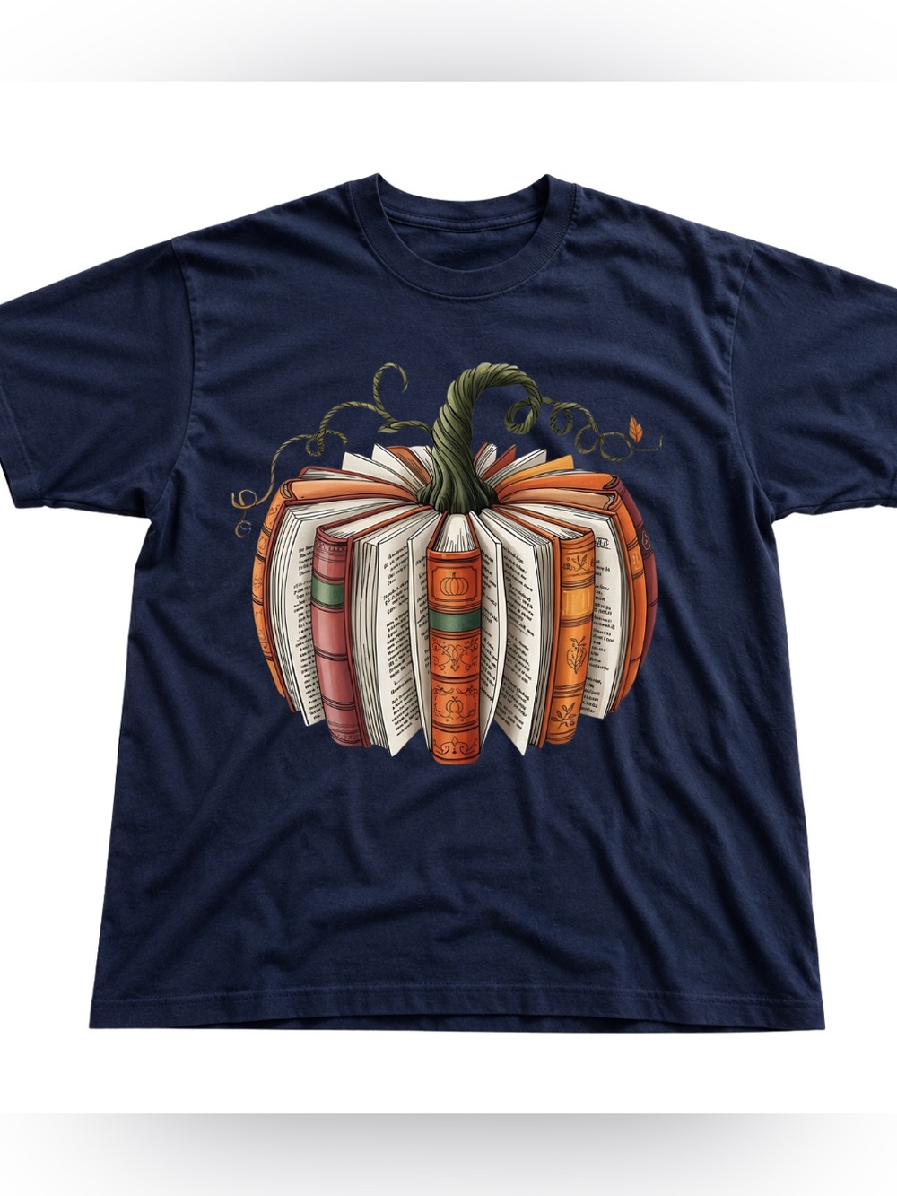 Classic Navy Pumpkin Book Graphic Tee - Unbranded Vintage